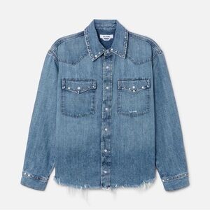 RE/DONE DISTRESSED WESTERN STUDDED DENIM SHIRT. NWT. XS. 💙